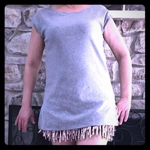 Sachin + Babi gray dress w/ fringe NWOT size 6